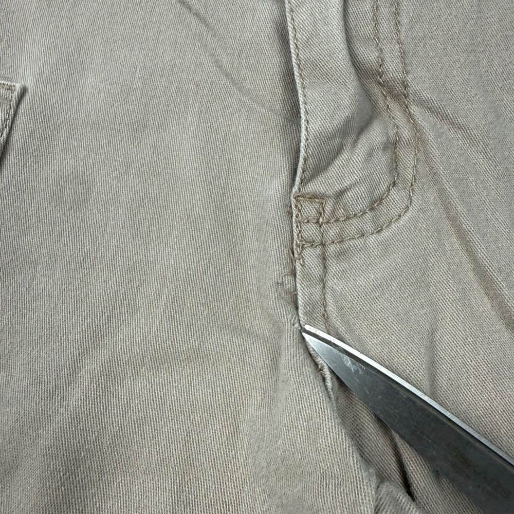 VTG Y2K Earl Jean Khaki Flare Pants Tan Wide Leg Patch Pocket Sz 7 Ultra LowRise - Picture 5 of 11